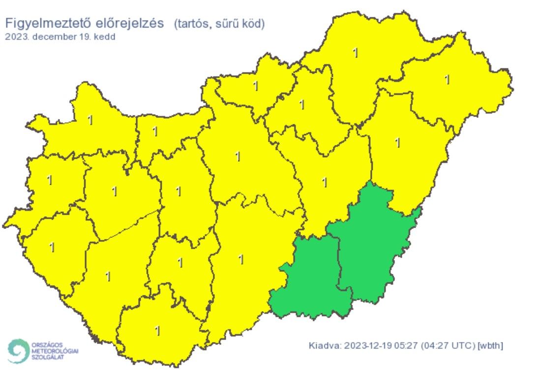 köd, figyelmeztetés december 19