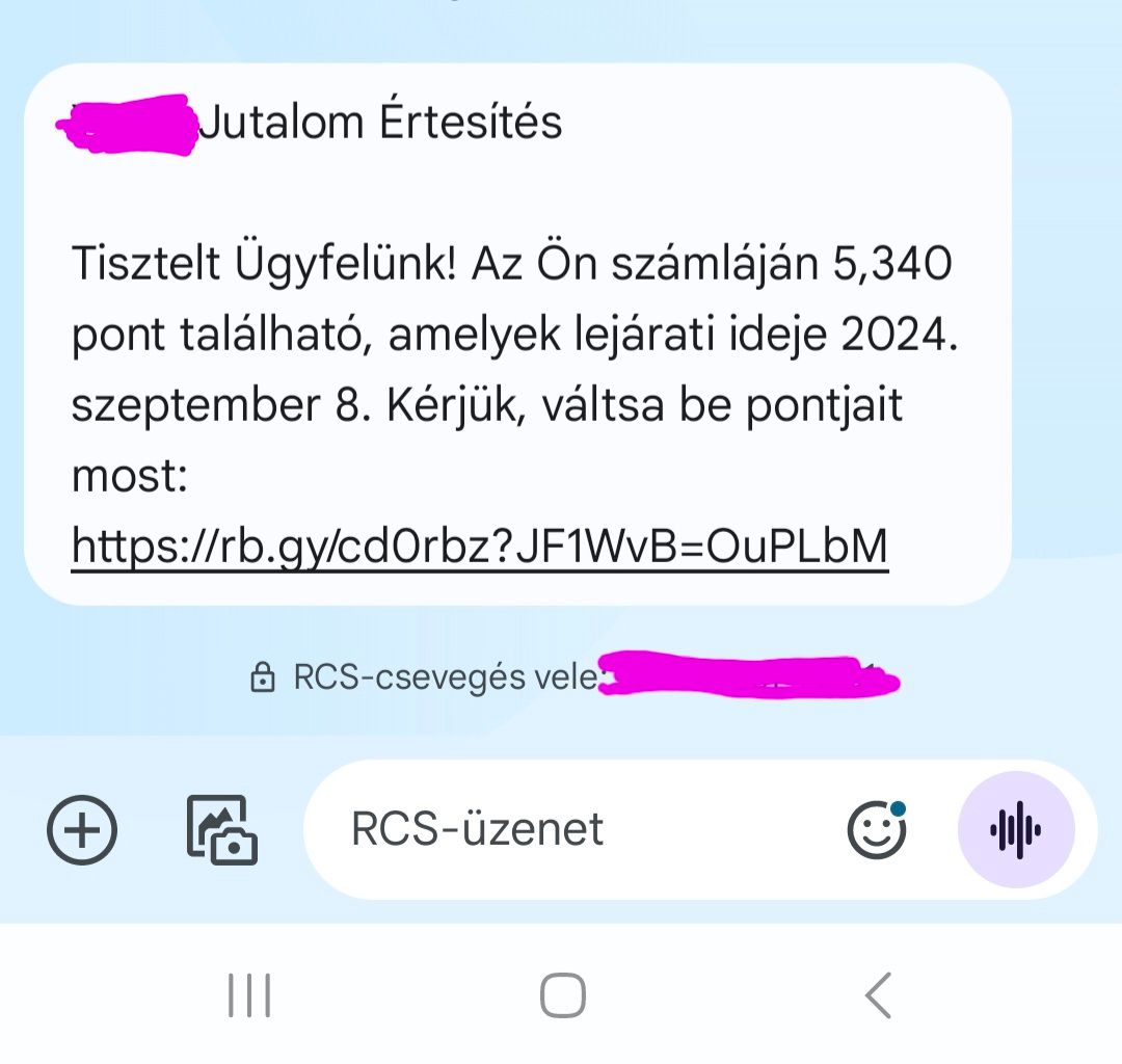 Olvasónk egy telefontársaságtól kapott SMS-üzenete