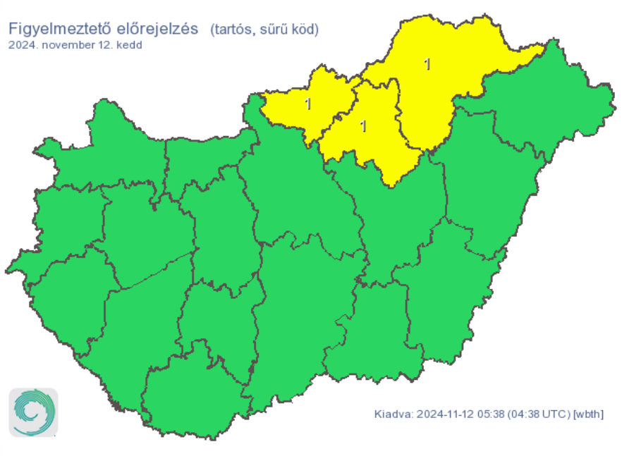 Tartós, sűrű ködre figyelmeztet a Hungaromet