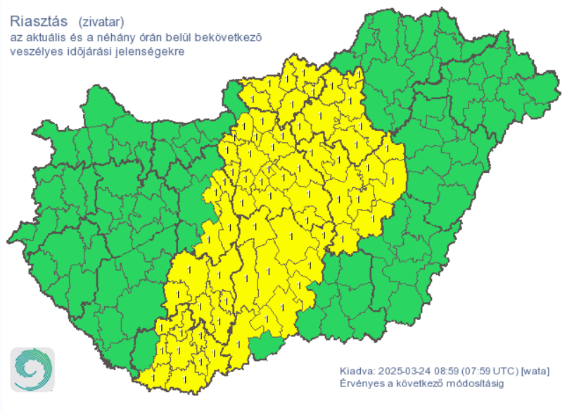 Zivatarriasztás: Heves vármegye területére