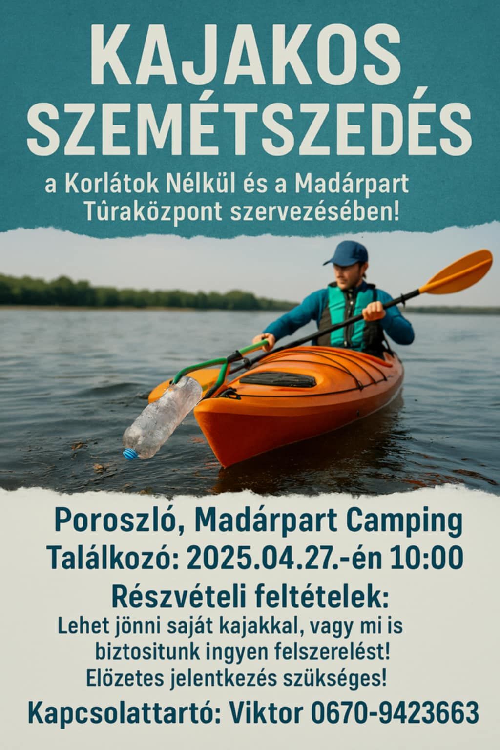 Kajakos szemétszedést szervez a Korlátok Nélkül és a Madárpart Túraközpont a Tisza-tavon