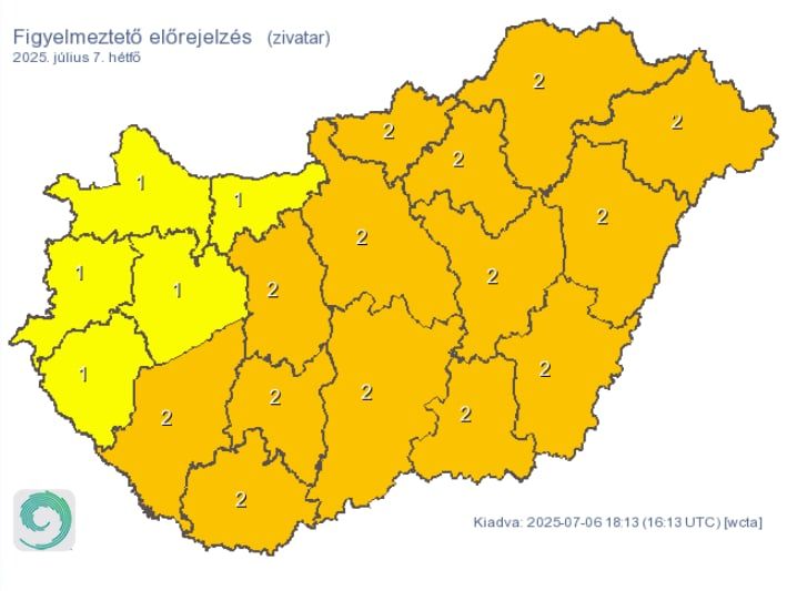 A HungaroMet térképe